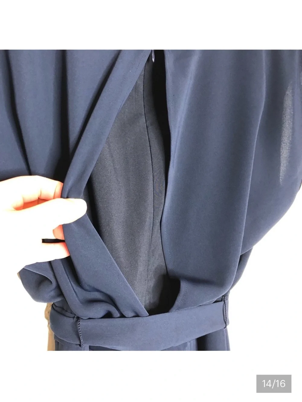 Eliza J navy blue cap sleeve belted jumpsuit size 8 - Picture 14 of 16